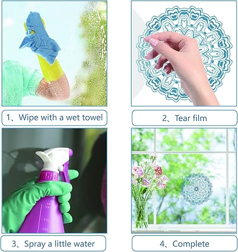 Miniatura 5 de GORGECRAFT 4 calcomanías para ventana de 6.3 pulgadas, diseño de flor de la vida, para meditación, estática, para puerta corrediza, mandala,