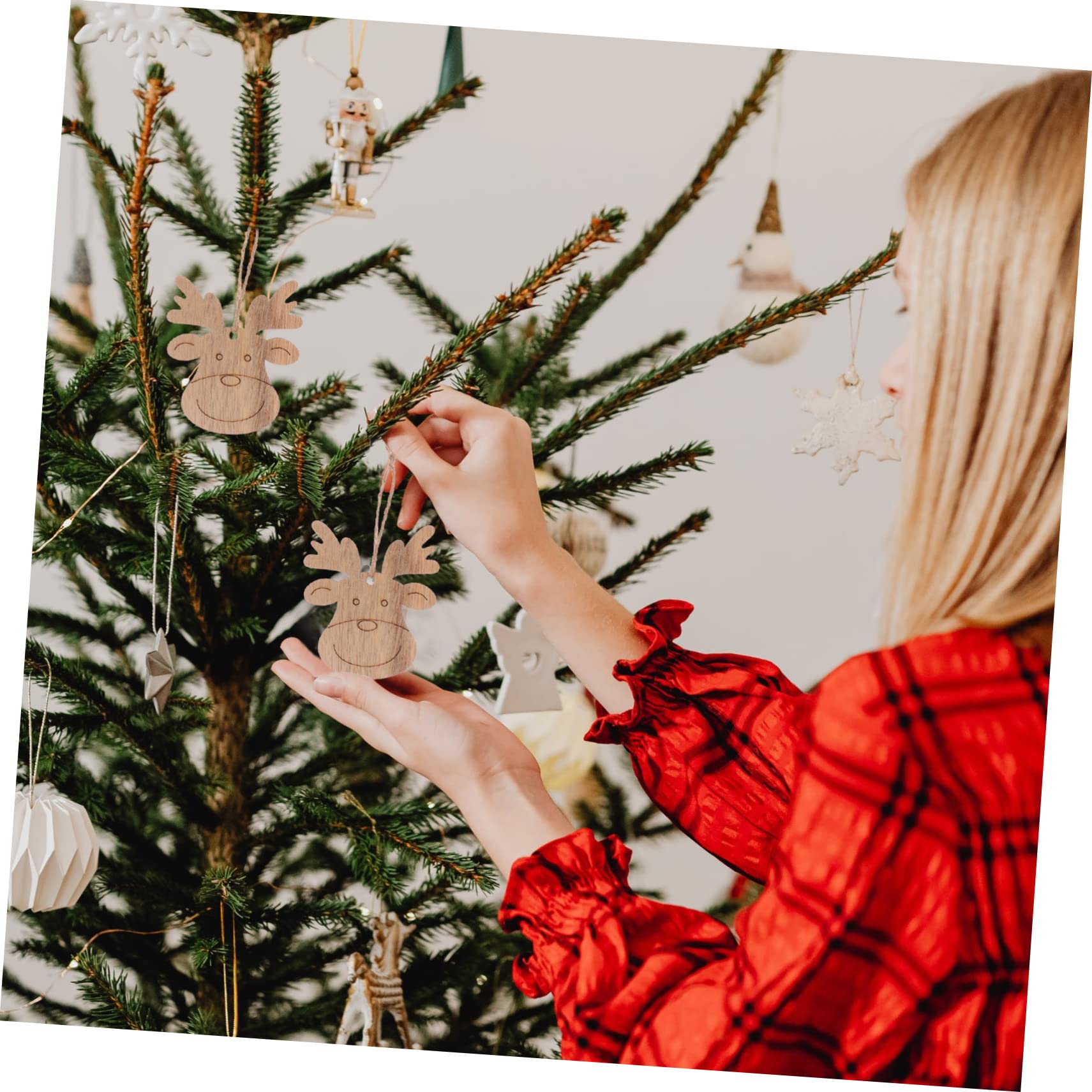 20pezzi Decorazioni Fai Da Te in Legno Testa Di Renna Appesi Per Albero Di Natale Compleanno e Ringraziamento