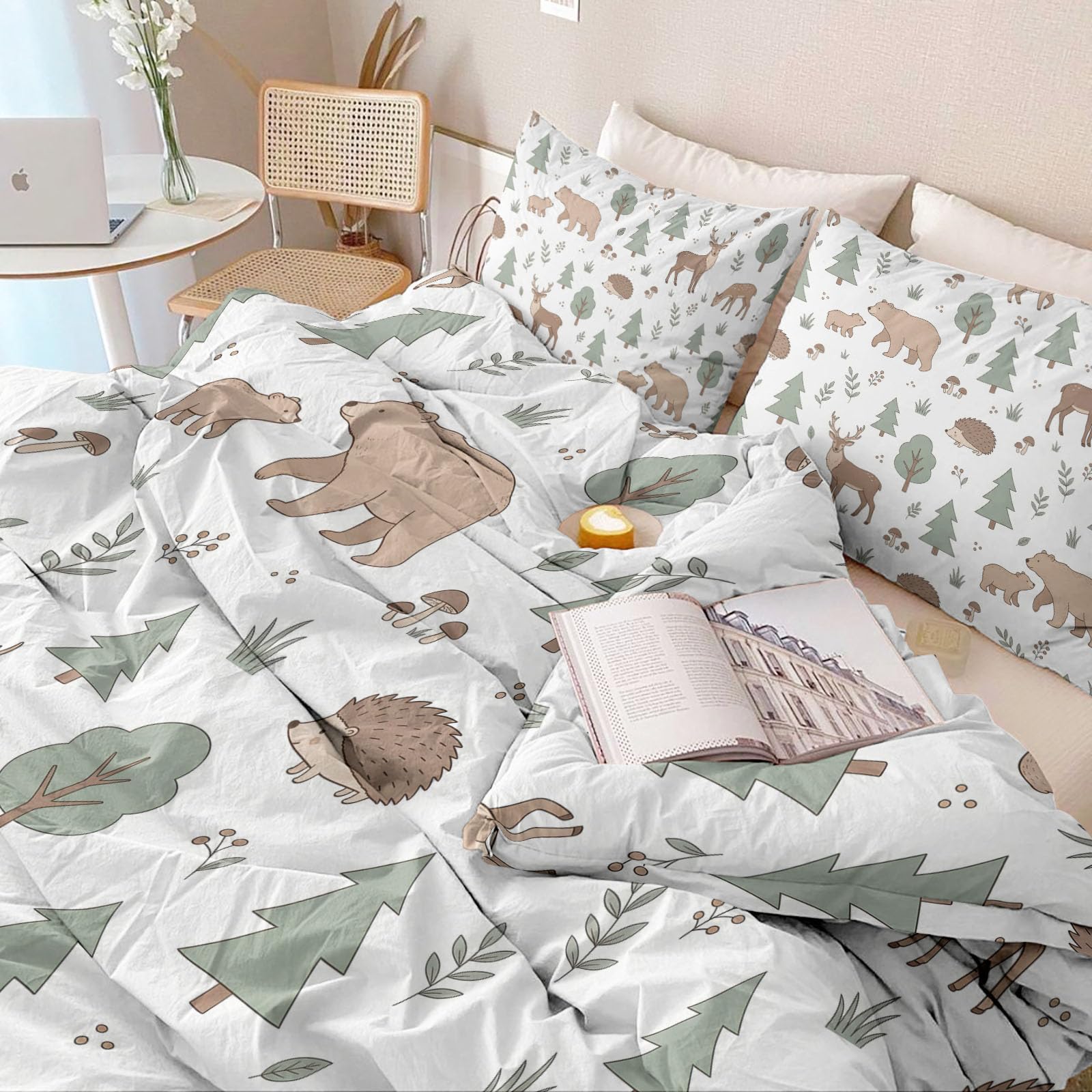 Set copripiumino reversibile bianco morbido nordico minimalista, facile da