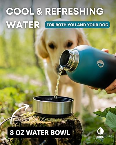 Miniatura 4 de Botella de agua para perros de 32 onzas, botella de agua de viaje aislada para perros, dispensador de botellas de agua para mascotas de acero