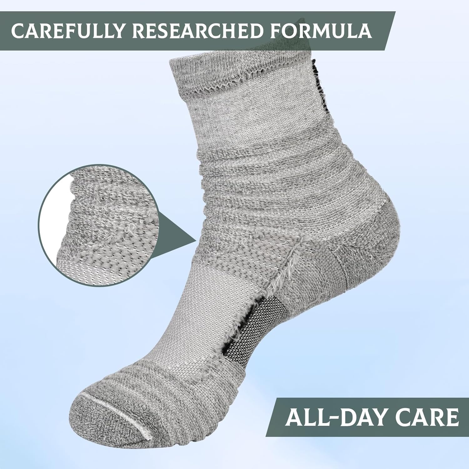 VIDACO 5/10 Pairs Men's Athletic Socks 8-10 Moisture-Wicking Crew Socks Arch Support - Cushioned Towel Foot Running Tennis - Image 6