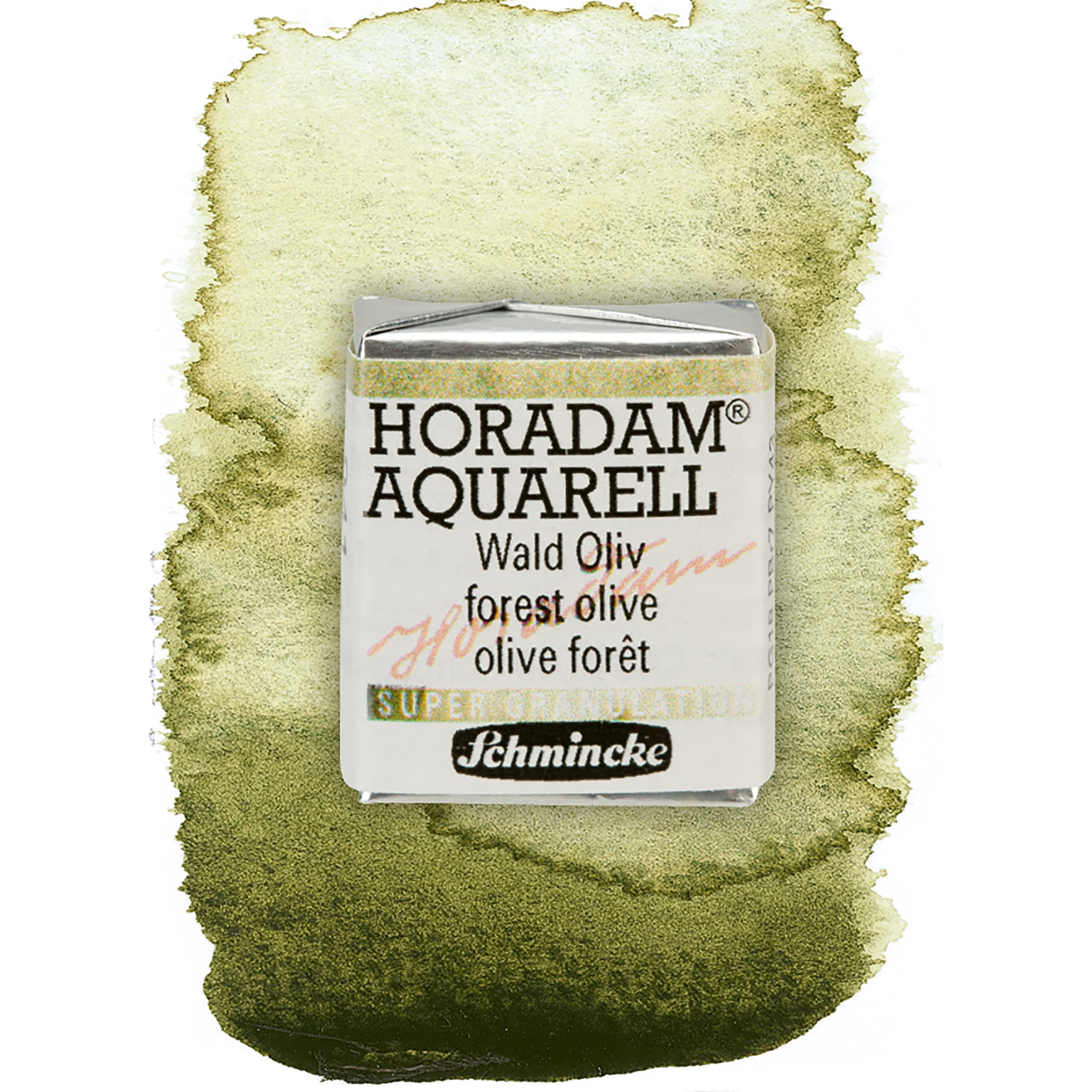 Schmincke HORADAM® AQUARELL Super Granulation, 14 941 044 Bosque Oliva, 1/2 tazones, tonos granulados muy fuertes, acuarelas finas y supergranuladas