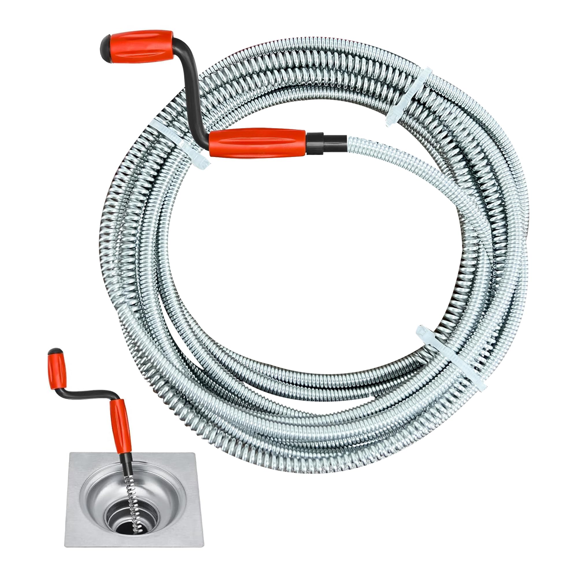 JAADU Stura Lavandini e Scarichi,Sonda Sturatubi Professionale（5 m x 6 mm）Stura Tubi di Scarico, Stura wc Stura Lavandini Per La Pulizia Delle Tubature di Cucina e Toilette Furetto