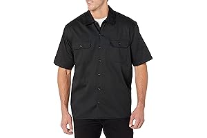 Men's Short-Sleeve Black Button Down Shirt