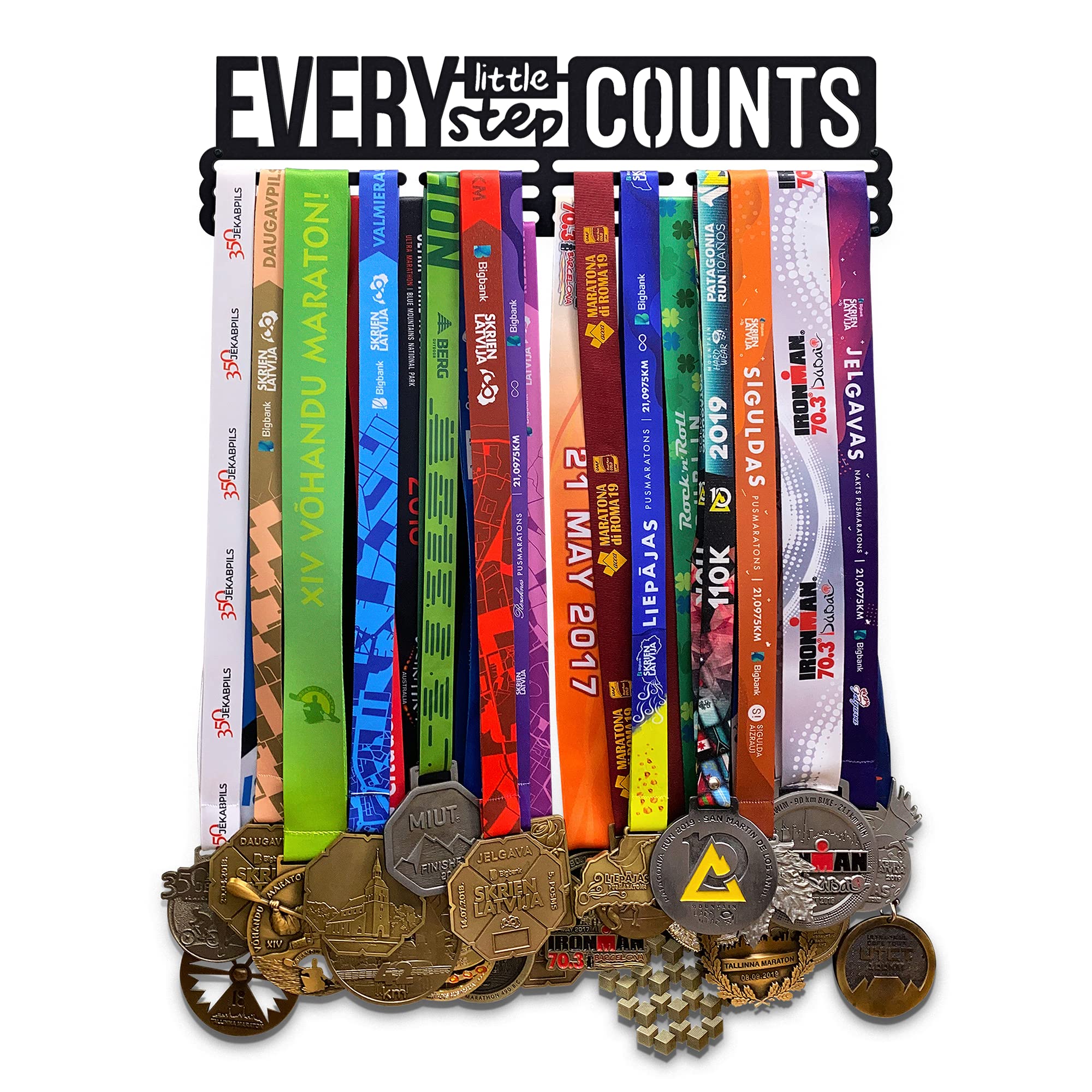 Every Little Step Counts Colgador de medallas | Medallero Acero | Medal Holder dispaly Hanger | Medalla Percha