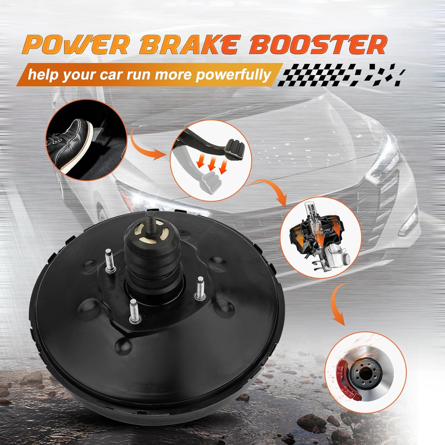 Vacuum Power Brake Booster Compatible with Select Nissan Models - Versa 2012-2019, Versa Note 2014-2019, 1.6L - Replace# D72103BA0A