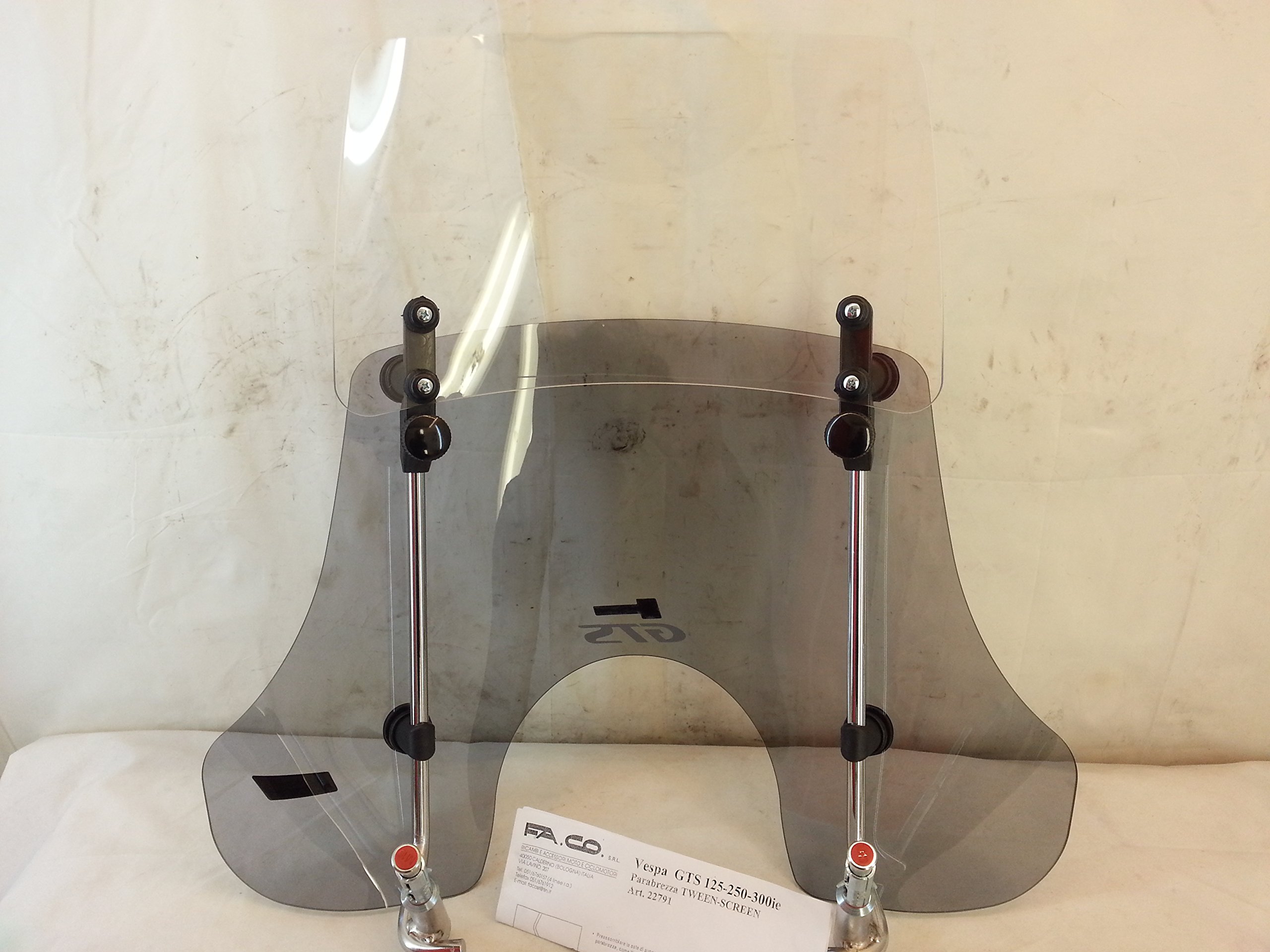 Parabrisas doble para Piaggio Vespa GTS 125 ie 250ie 300ie, deslizante, Cod.22791.