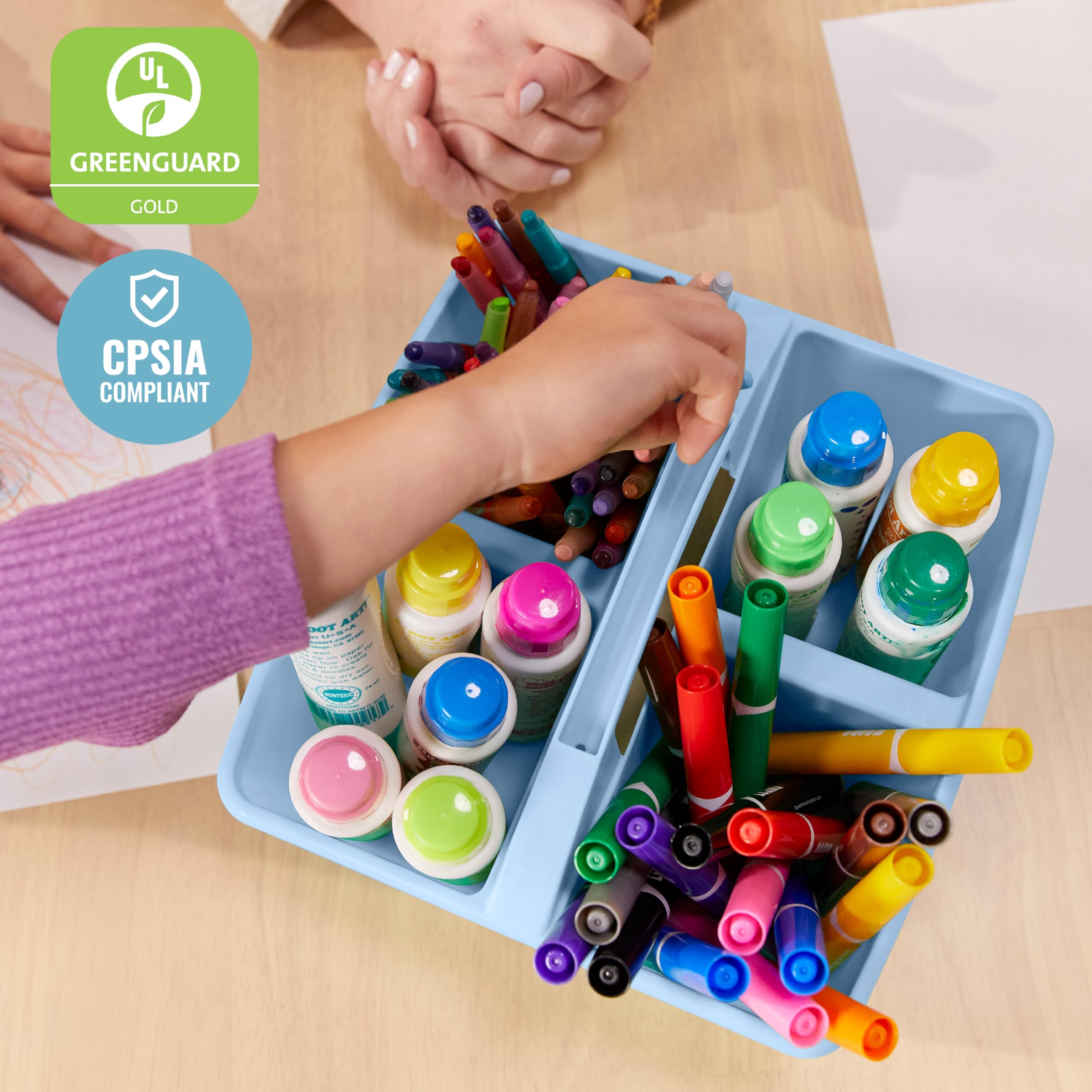 ECR4KIDS Organizador mediano de 4 compartimentos, organizador de almacenamiento, paquete de 6