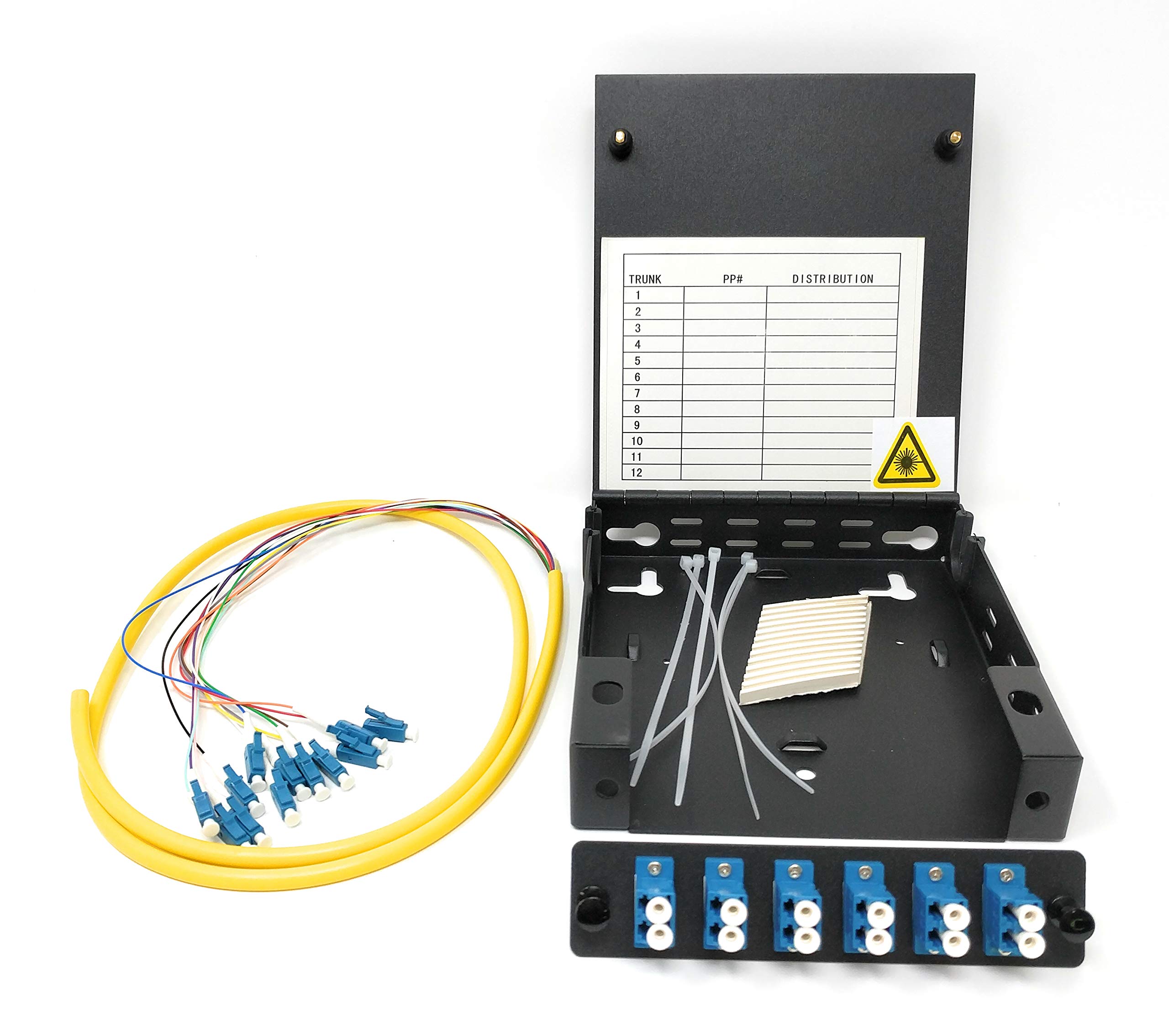 Ultra Spec Cables Glasfasergehäuse mit 12 Anschlüssen und Spleißmodul, Singlemode, LC-UPC-Kit (enthält ein 1 m langes 12-strängiges LC-UPC-Pigtail und 6 Port Duplex LGX Loaded Panel