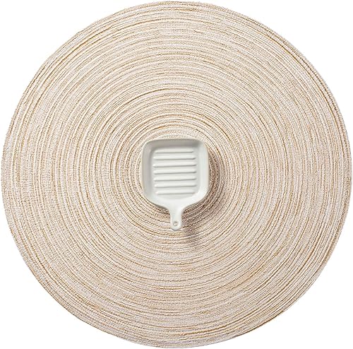 AHHFSMEI Juego de 6 manteles individuales redondos trenzados de 15 pulgadas para mesas de comedor, tejidos naturales, resistentes al calor, juego de