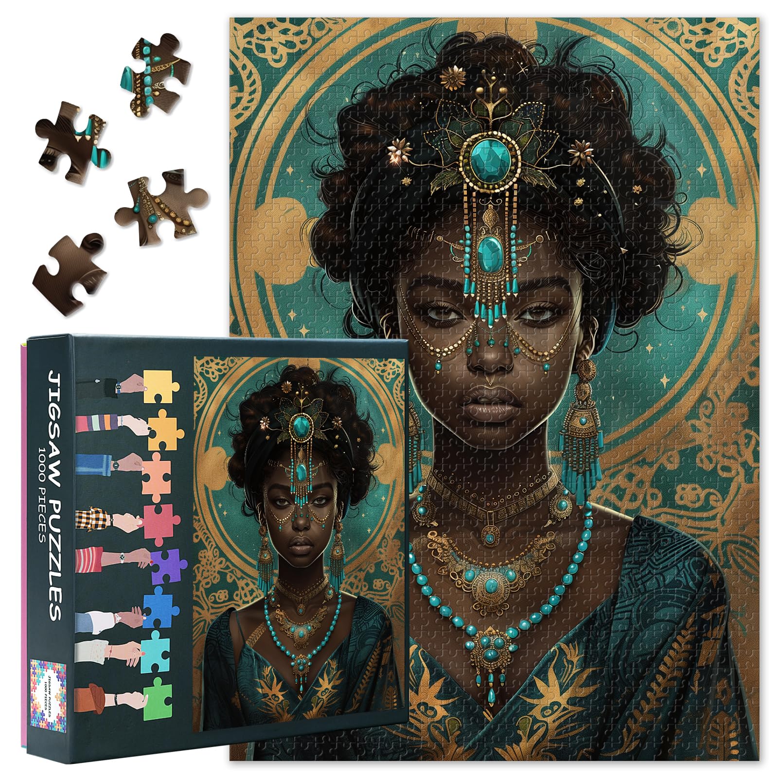 Beautiful African Woman Jigsaw Puzzles 1000 Pieces for Adults Queen of Africa Jigsaw Puzzles