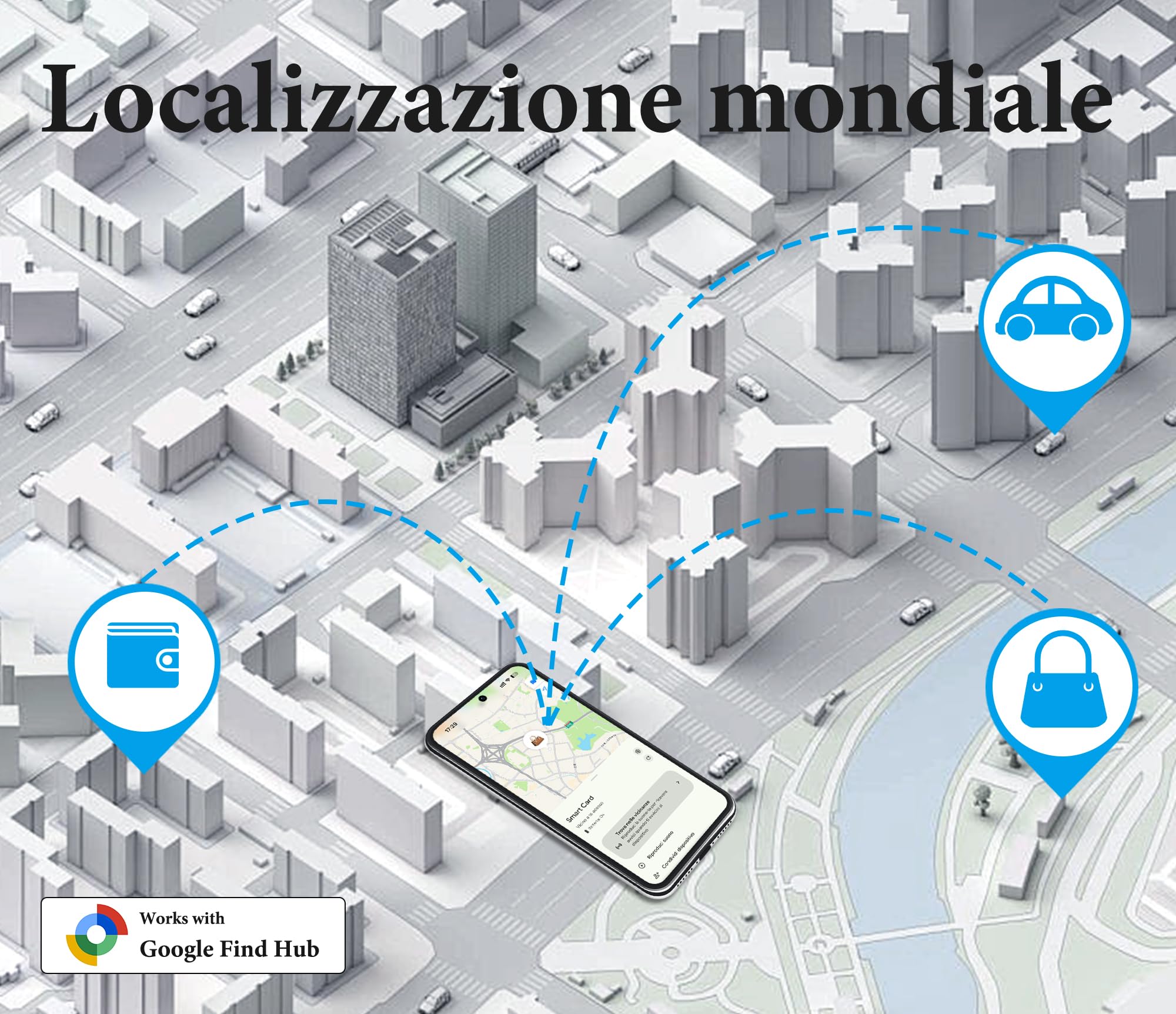 Carta Tracker Ricaricabile Compatibile con Google Find Hub, Wallet Tracker Card per Android, IP68, Ultra Sottile