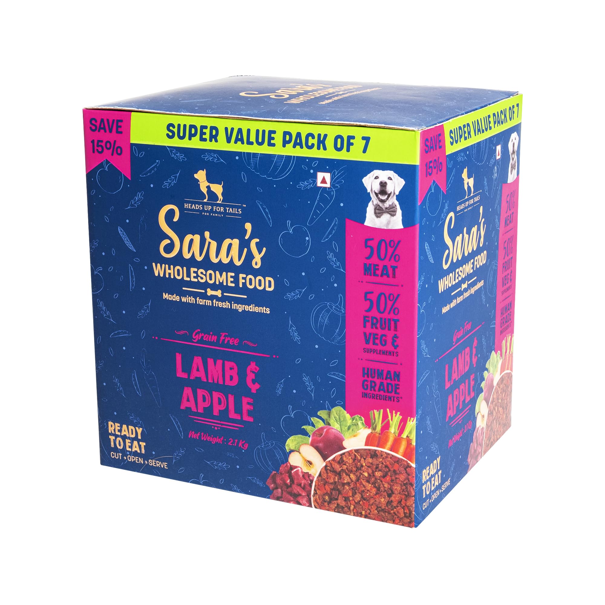 HUFT Saras Wholesome Grain-Free Range Dog Wet Food | Wholesome Meal All Natural Wet Dog Food | Gluten Free| Human Grade Ingredients | Lamb and Apple - 300gm | Pack of 7 (B0C8N269PR) Amazon Price History, Amazon Price Tracker