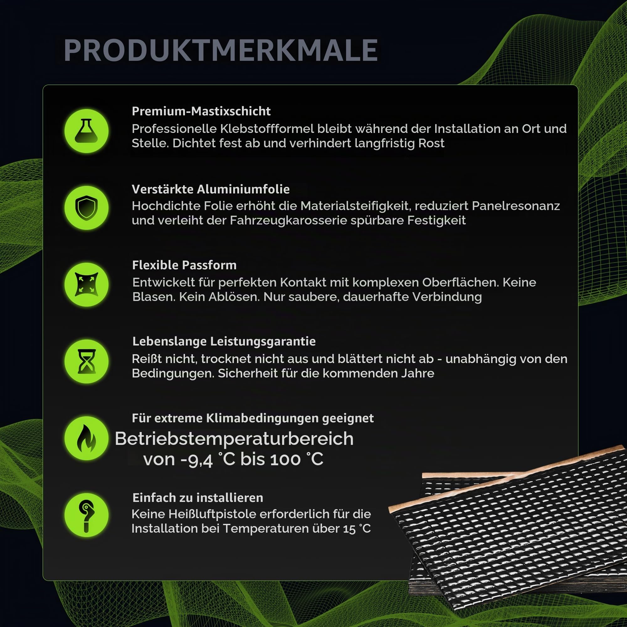 SGM Black 2 mm 18 sqft (1.67 sqm) Auto Schalldämpfungsmatte, Automobil-Schalldämpfung, selbstklebendes Butyl-Auto-Schalldämpfungsmaterial, Audio-Geräuschdämmung und Dämpfungsblätter