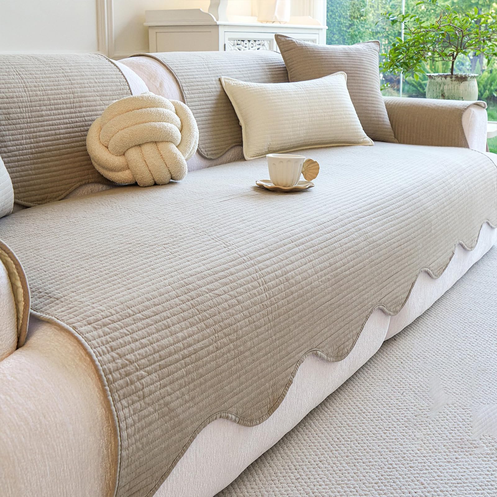 Housse de canapé pour causeuse en coton premium curry 110x240cm