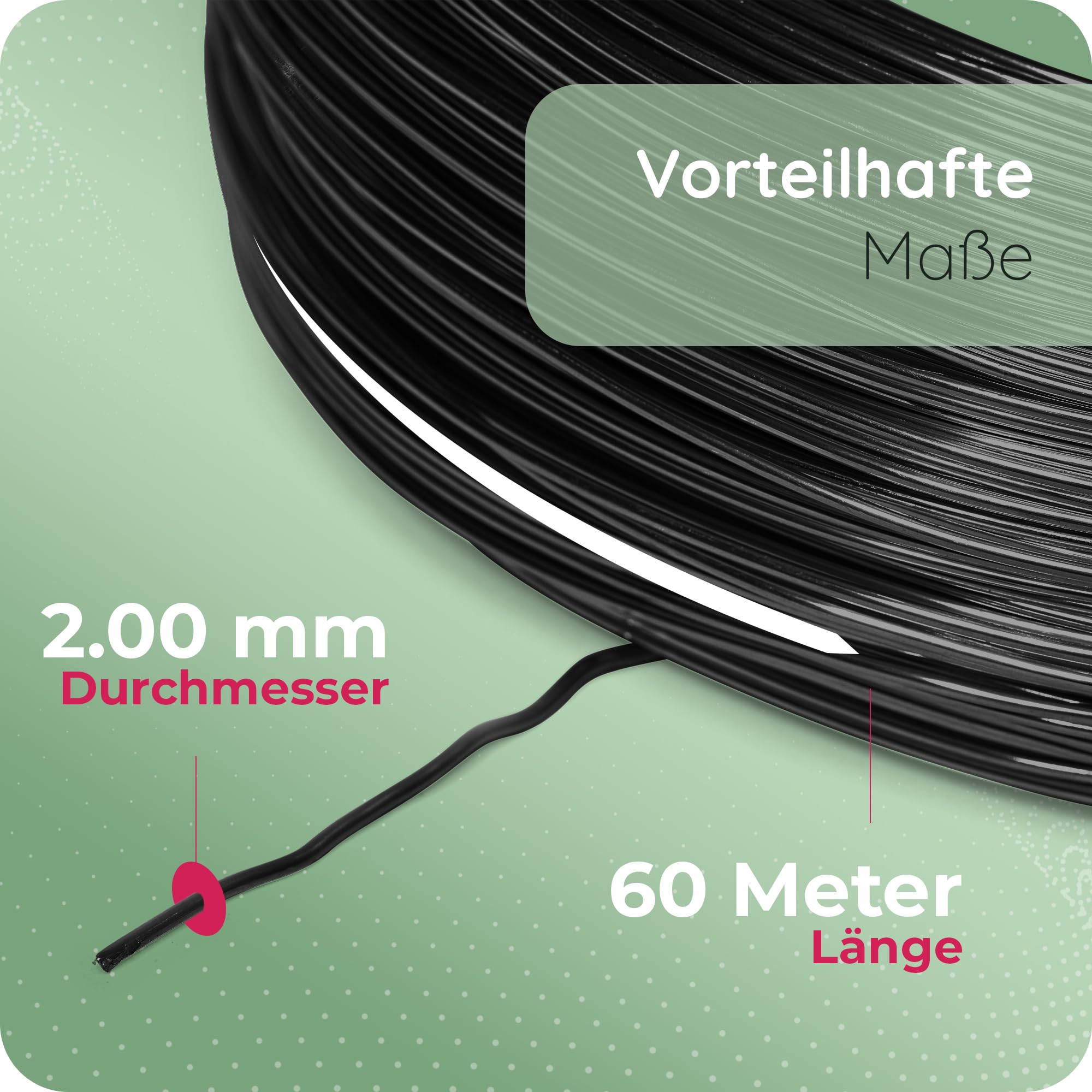Novaliv Filo di alluminio da 300 metri, 2 mm, nero, ideale come filo per lavori fai da te, versatile per progetti fai da te e decorazioni, rotolo da 60 m, filo decorativo, filo per fiori, senza filo