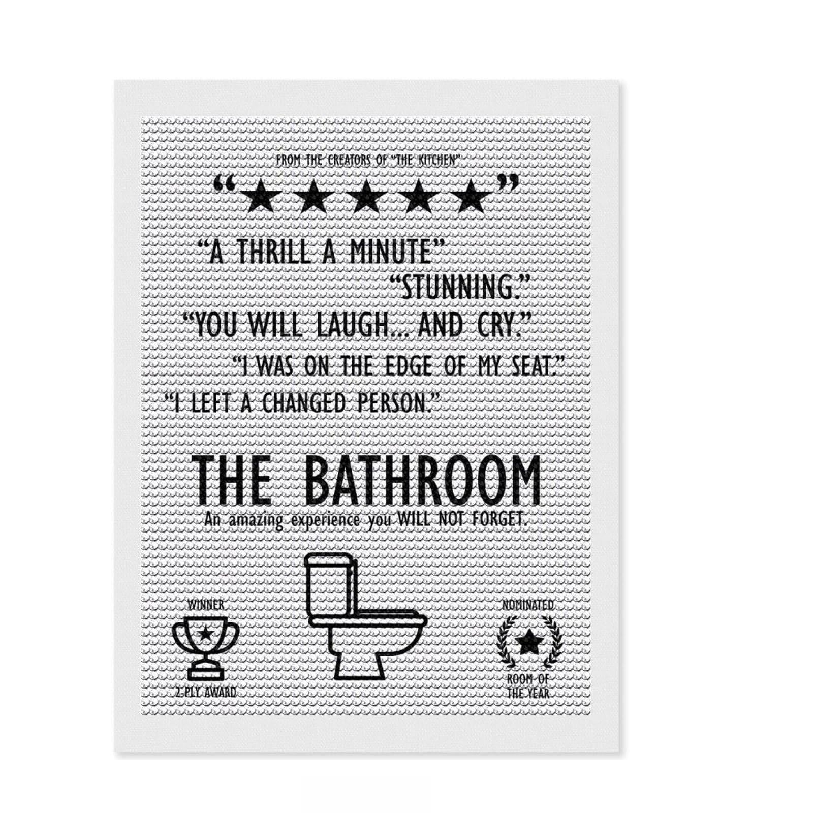 Junmoney THE Bathroom Funny Movie DIY Diamond Art Canvas Kit 12"x16", Easy to Follow Symbols, Finish and Display, Creative Leisure Activity
