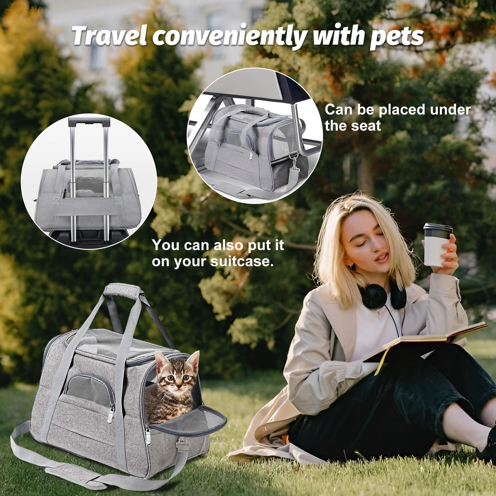 Borsa trasportatore per animali domestici, trasportino per cani e gatti, traspirante, pieghevole, in PET, per animali domestici di meno di 5 kg, trasportino per cani e gatti, traspirante