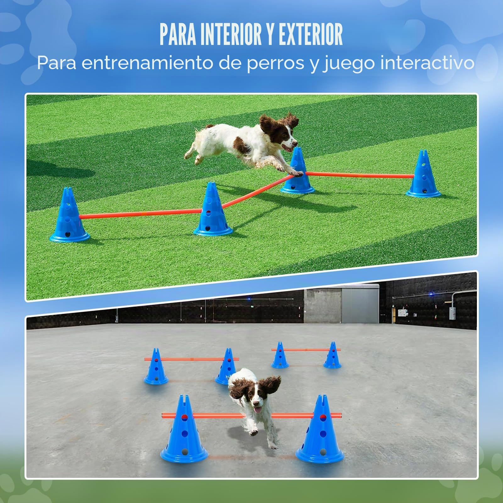 VEVOR Equipo de Entrenamiento de Agilidad para Perros 6 Piezas Carrera de Obstáculos para Cachorros con 12 Conos 6 Varillas de Agilidad Barra Transversal Ajustable en Altura Bolsa de Almacenamiento