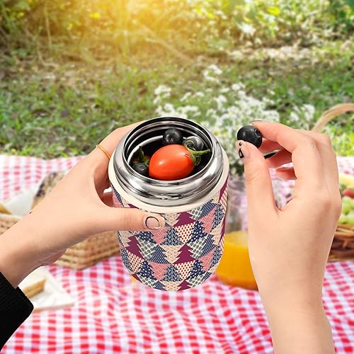 Miniatura 5 de Christmas Trees Strips Food Jar with Spoon Stainless Steel Vacuum Insulated Food Container 17 oz Food Flask for Adults