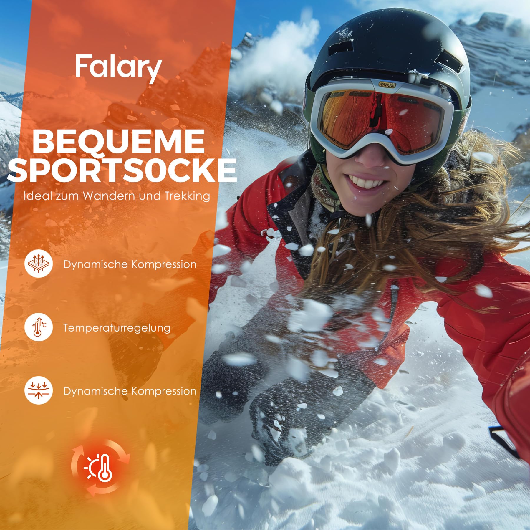 FALARY Chaussette Homme Femme,Chaussettes de Randonnée en Laine Mérinos,Chaussettes Hautes Homme Chaudes, AntidéRapante Respirant RandonnéE Chaussettes Trekking Hiver Sport 3 Paires