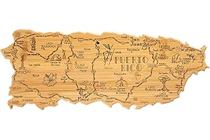 Totally Bamboo Destination Puerto Rico Shaped Serving and Cutting Board