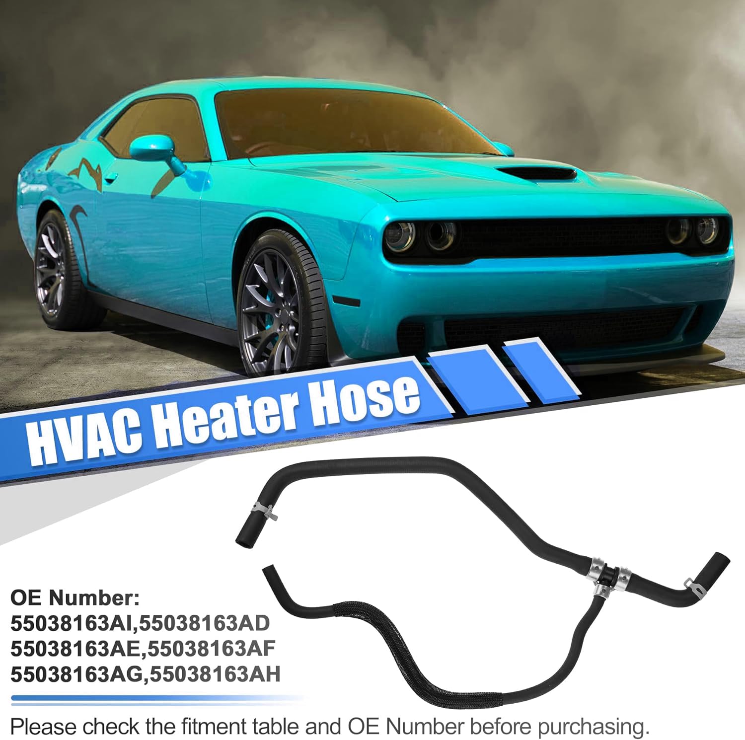 Car Heater Hose for Chrysler 300 2011-2020 for Dodge Challenger 2011-2021 for Dodge Charger 2011-2021 Heater Supply Hose Replace No.55038163AI/55038163AE silicone pipe