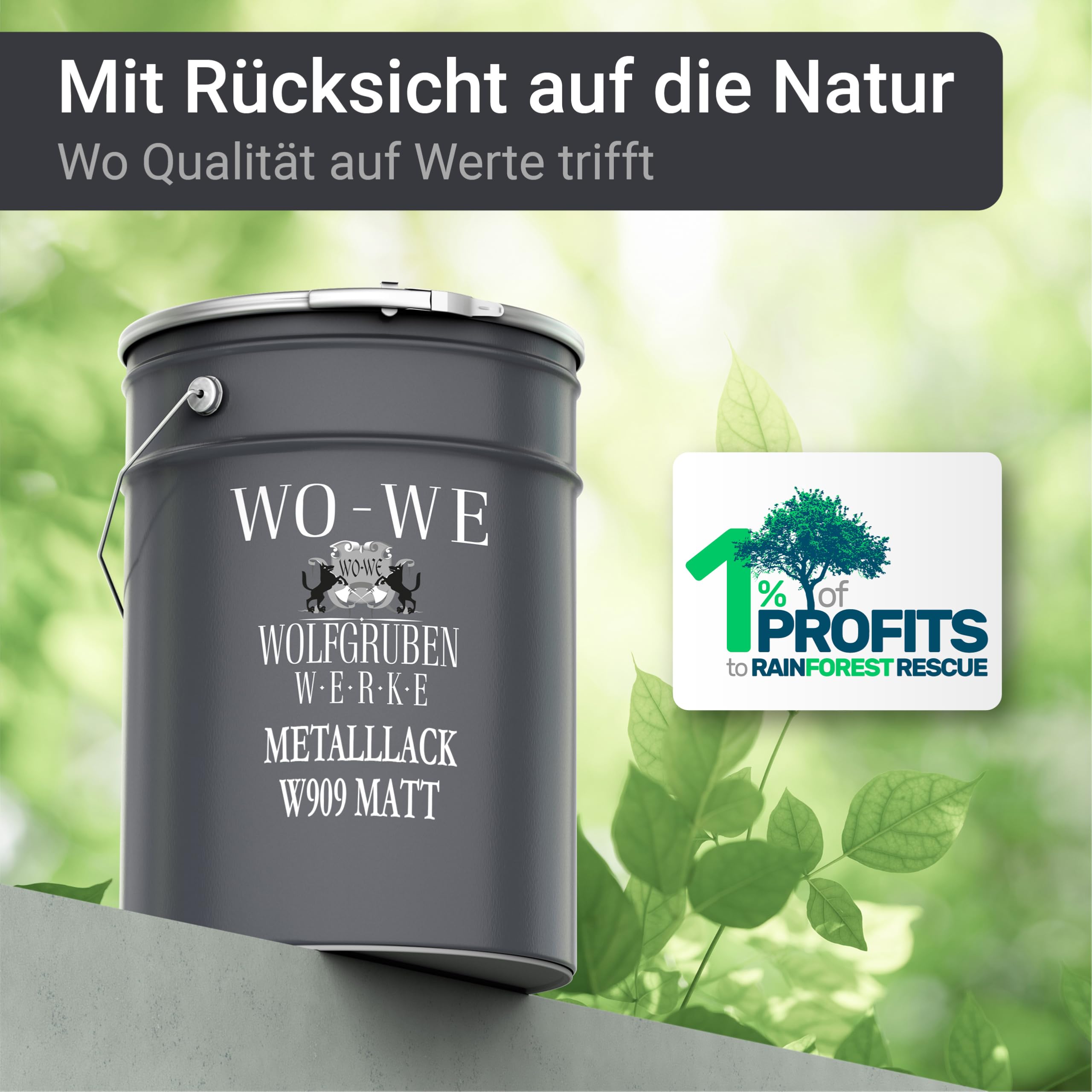 WO-WE Metallschutzlack 4in1 Metalllack Metallfarbe Metallschutzfarbe MATT W909 Anthrazitgrau - 2.5L