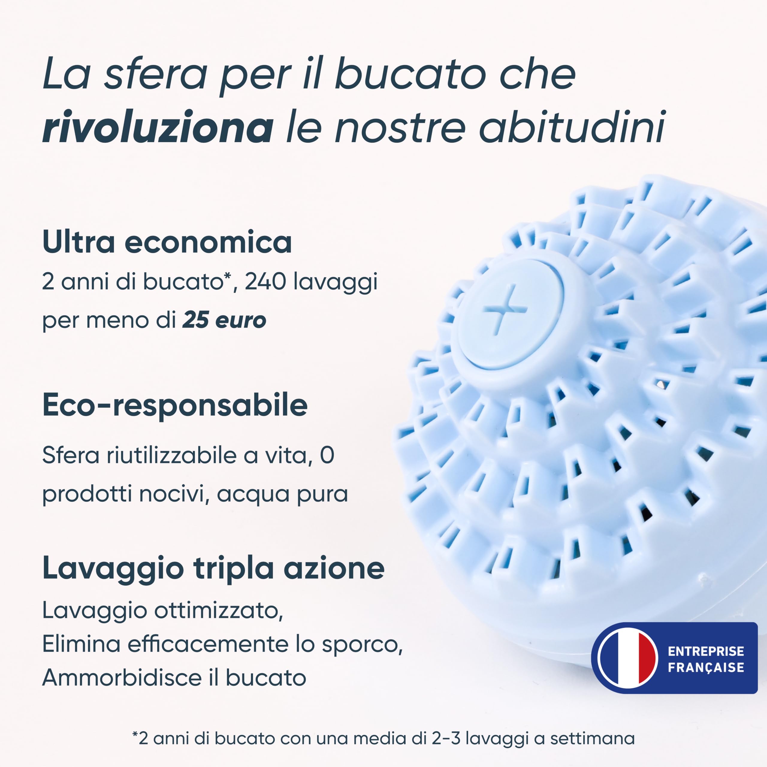 aecodune 2 anni di detersivo ecologico ed economico – 240 lavaggi – lavatrice a sfera – detersivo naturale in perle di bucato Zero Waste – fiori ipoallergenici – anticalcare