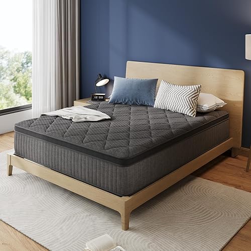 Miniatura 10 de Avenco Colchón Queen de 12 pulgadas tamaño Queen en una caja, colchones híbridos de firmeza media con bobina Smarts y espuma viscoelástica de gel