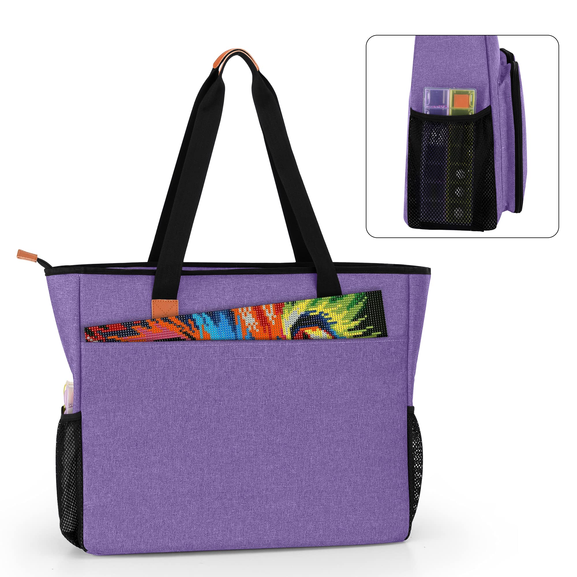 Luxja Bolsa de Viaje para Pintura de Diamentes, Bolsa para Mesa de Luz Dibujo A3, Bolsa con Muchos Bolsillos para Mesa de Luz y Aceesorios de Pintura Diamantes