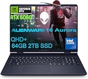 2025 Alienware 16 Aurora Gaming Laptop &lpar;16" QHD&plus; 120Hz&comma; Intel 10-Core 7 240H &lpar;> i7-13620H&rpar;&comma; 64GB DDR5&comma; 2TB SSD&comma; NVIDIA GeForce RTX 5060 8GB&rpar;&comma; Backlit Keyboard&comma; Wi-Fi 7&comma; Ethernet&comma; Webcam&comma; Win 11 Home