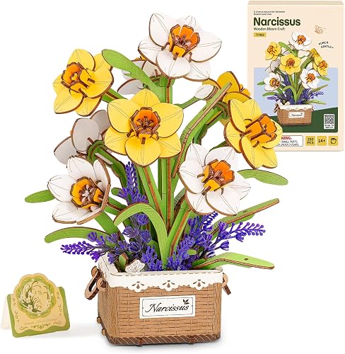 ROBOTIME Narcisse Puzzle 3D en Bois, Kit De Modèle De Fle…