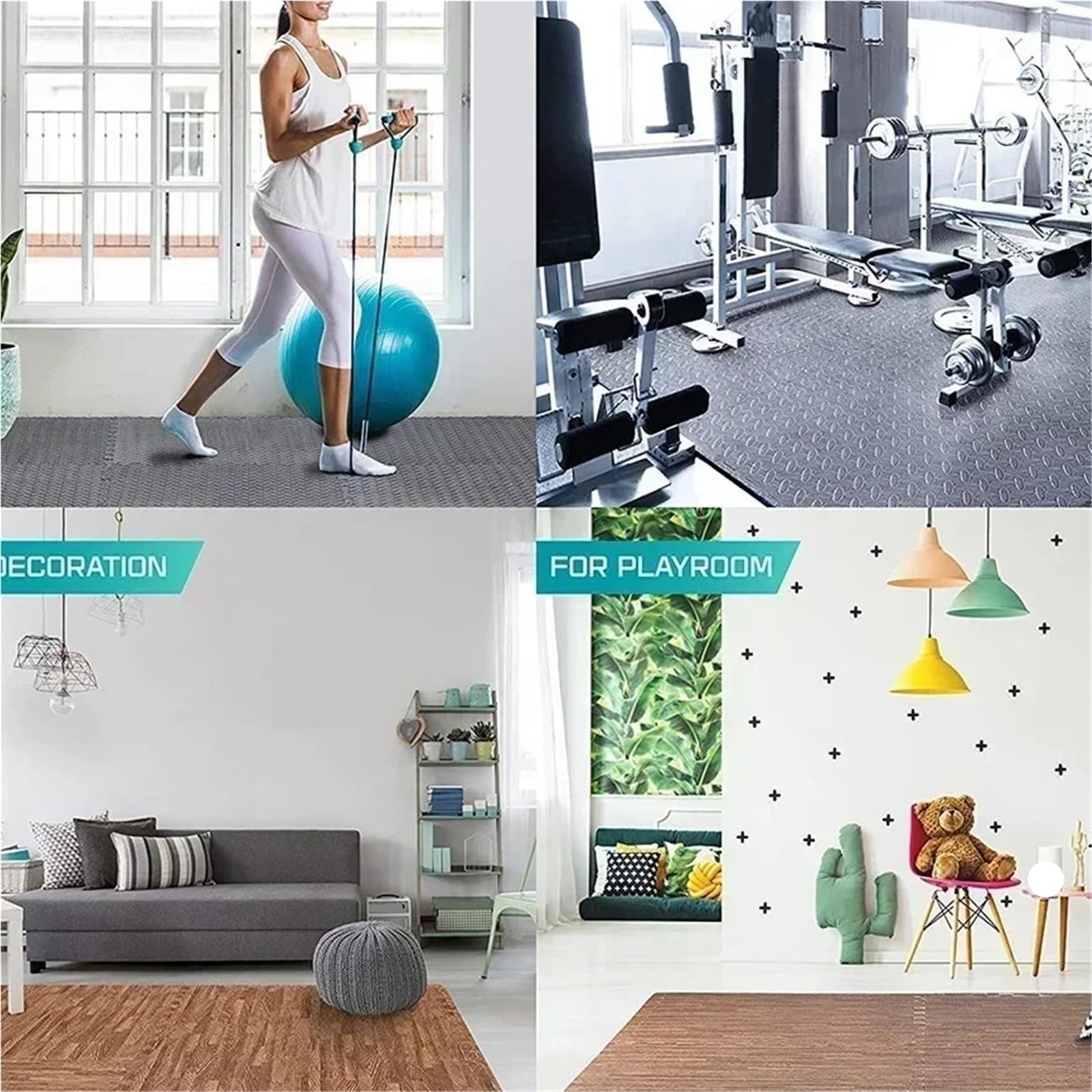 Estera de Fitness Rompecabezas 8 uds, baldosas Espuma entrelazadas Eva for Gimnasio en casa, Estera Equipo, Antideslizante para Gimnasio(Coffee)