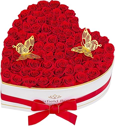 Miniatura 19 de Eterfield 27 flores para siempre en caja con forma de corazón, rosas preservadas que duran un año, flores preservadas, regalos de cumpleaños para