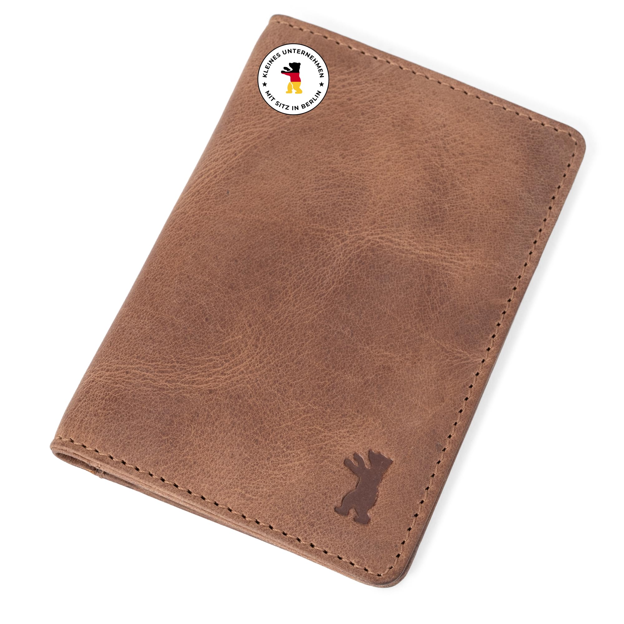 Berliner Bags Vintage Kartenetui Porto aus Leder mit RFID-Schutz und Geschenkbox, Slim Wallet Geldbörse und Geldbeutel, für Damen und Herren - Braun