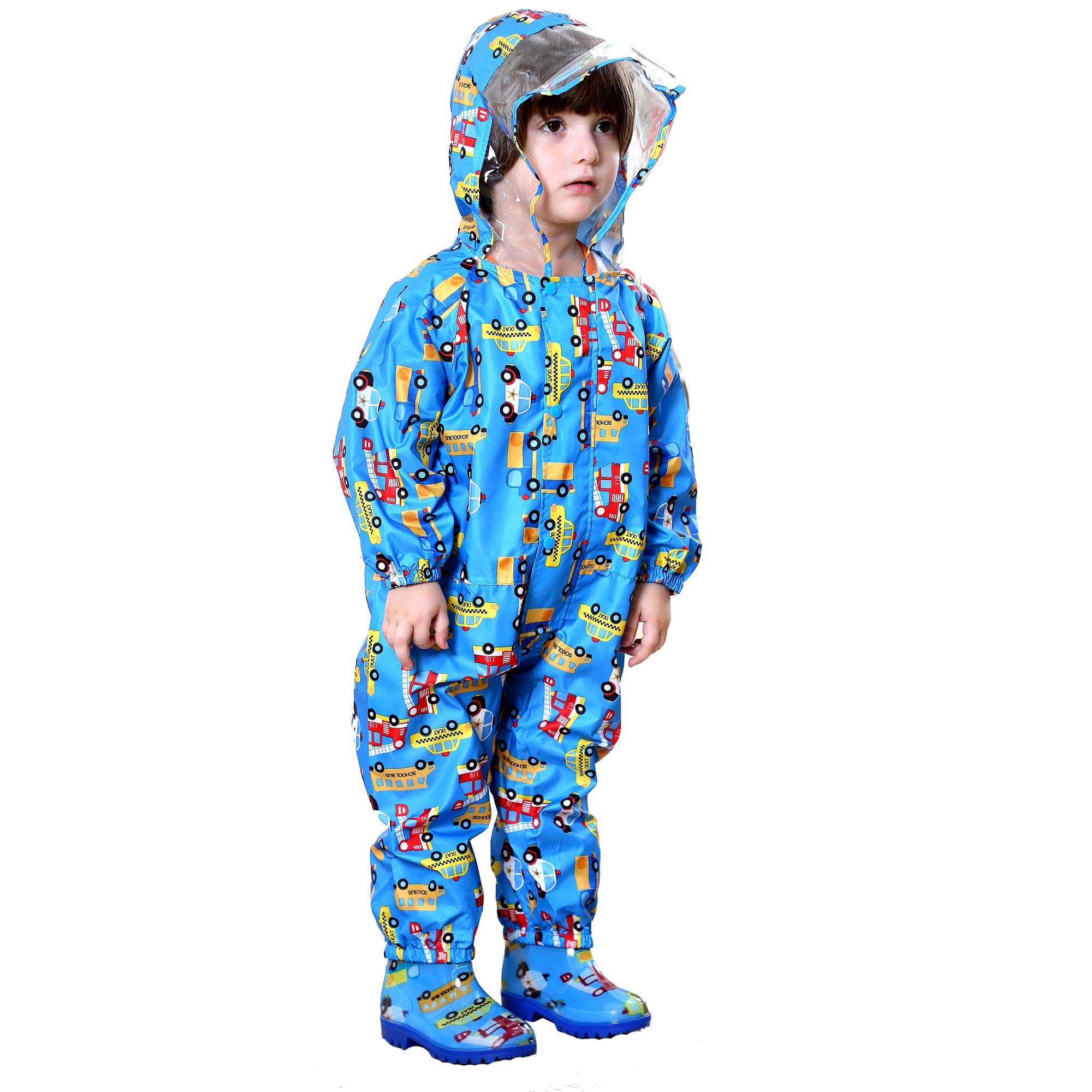 JinBei Kinder Regenmantel Mädchen Jungen Regenjacken Atmungsaktiv Wasserdicht Kapuze Leicht Regenanzug Einteilig Outdoor Regenponcho Overall Wandern Unisex Matschanzug Softshelljacke 1-10 Jahre