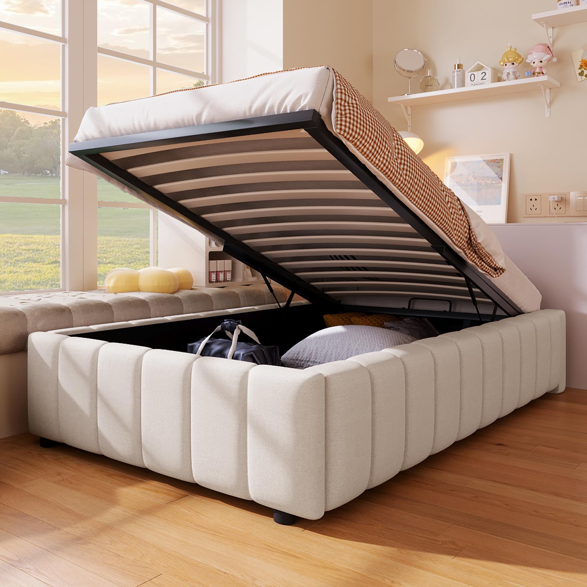 EINHOM Polsterbett 90x200 Cm - Kinderbett Mit Stauraum & Lattenrost