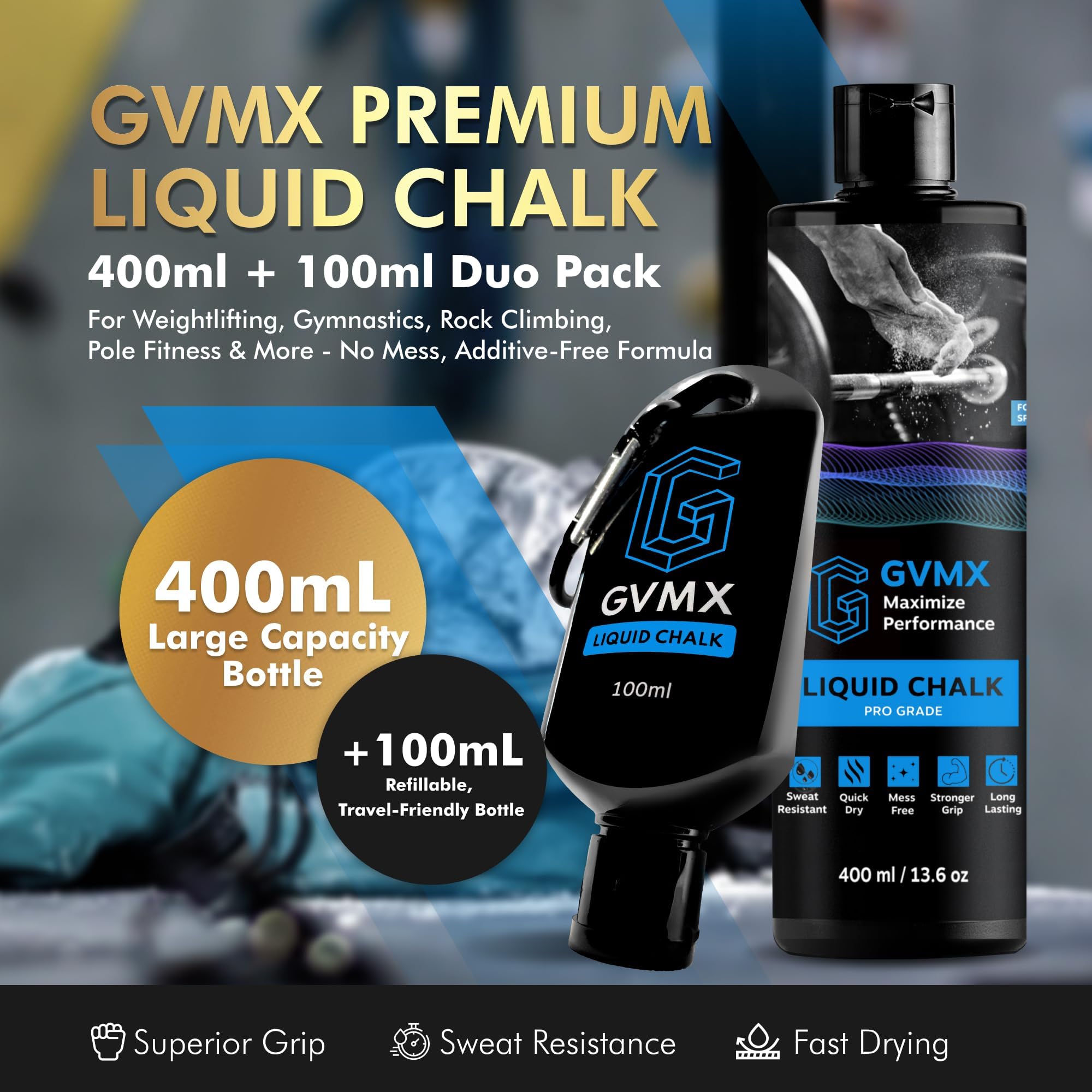 Premium-Flüssigkreide für Klettern, Gewichtheben, Gymnastik, Heben, Tanzen, Geruchlose, langlebige Kreide, schweißbeständig, um die Leistung zu maximieren, keine Zusatzstoffe und keine Rückstände
