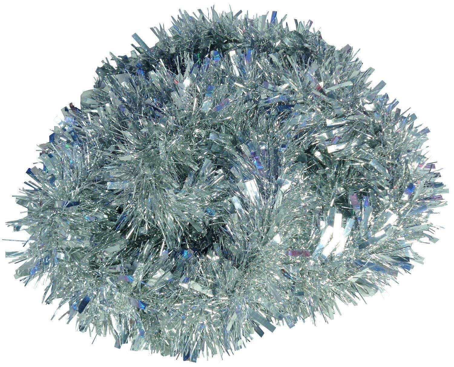 Shatchi 1.8M/6Ft  Luxury Deluxe Chunky Christmas Tinsel Garland Xmas Tree DecorationsOne Silver from B&Q