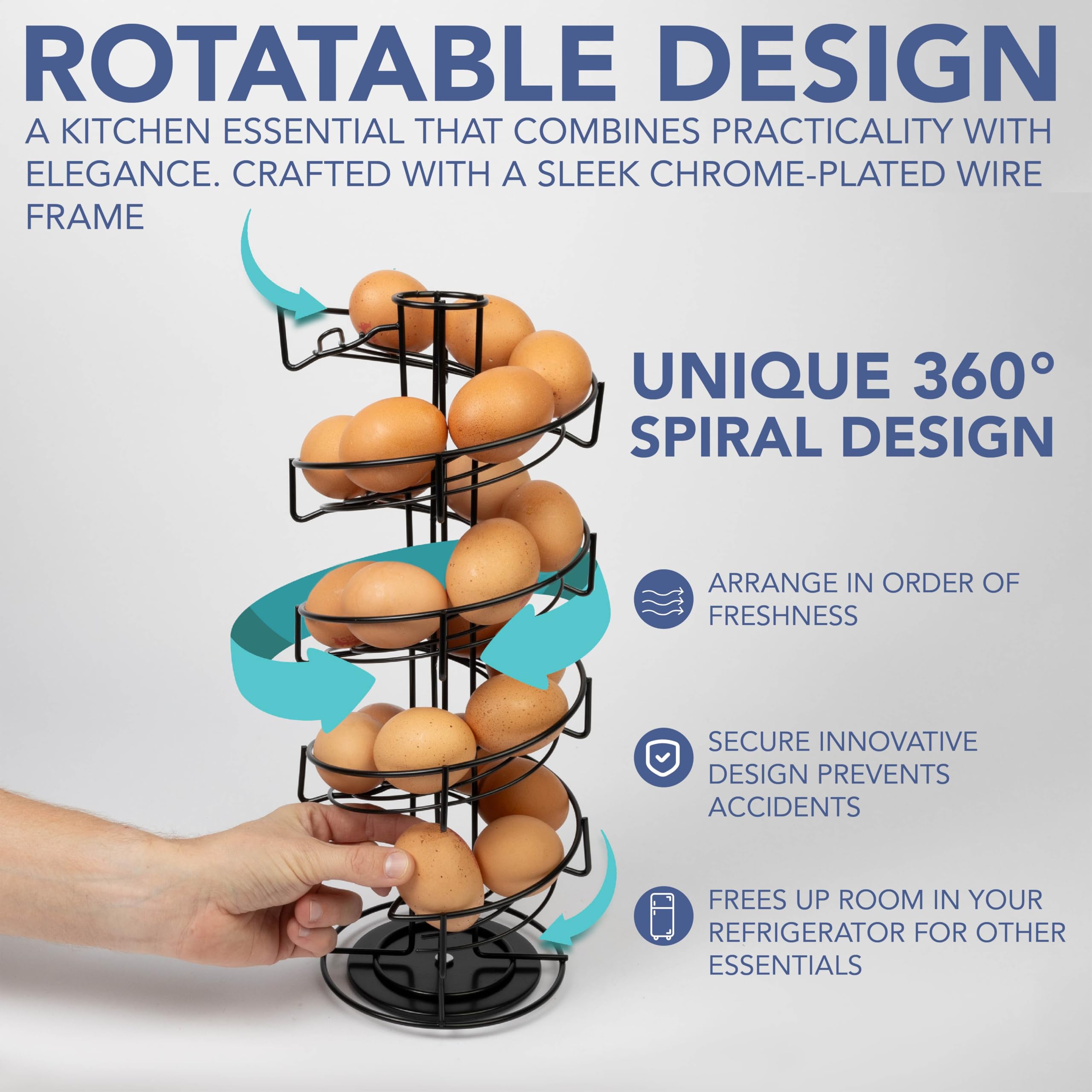 Portauova A Spirale In Ferro Nero – Design Elegante, Risparmio Spazio, Per Cucina Moderna O Rustica