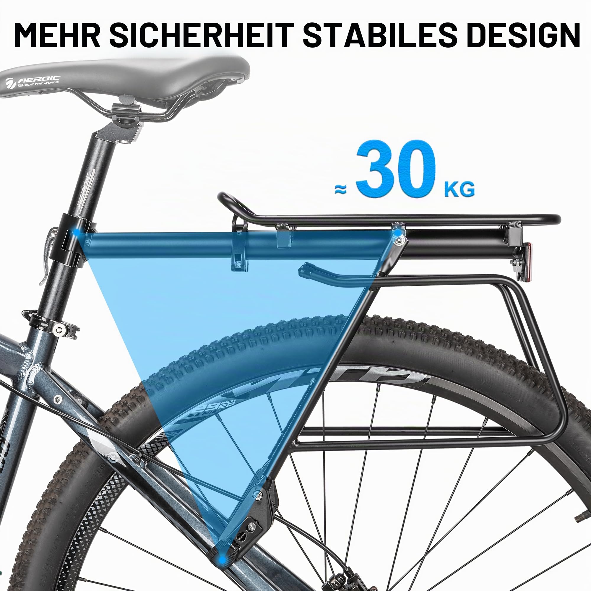 Gepäckträger Fahrrad Hinten,Einstellbare Universal Fahrradgepäckträger Aluminiumlegierung mit Reflektor,für 24-29 Zoll MTB,Mountainbike,Rennrad