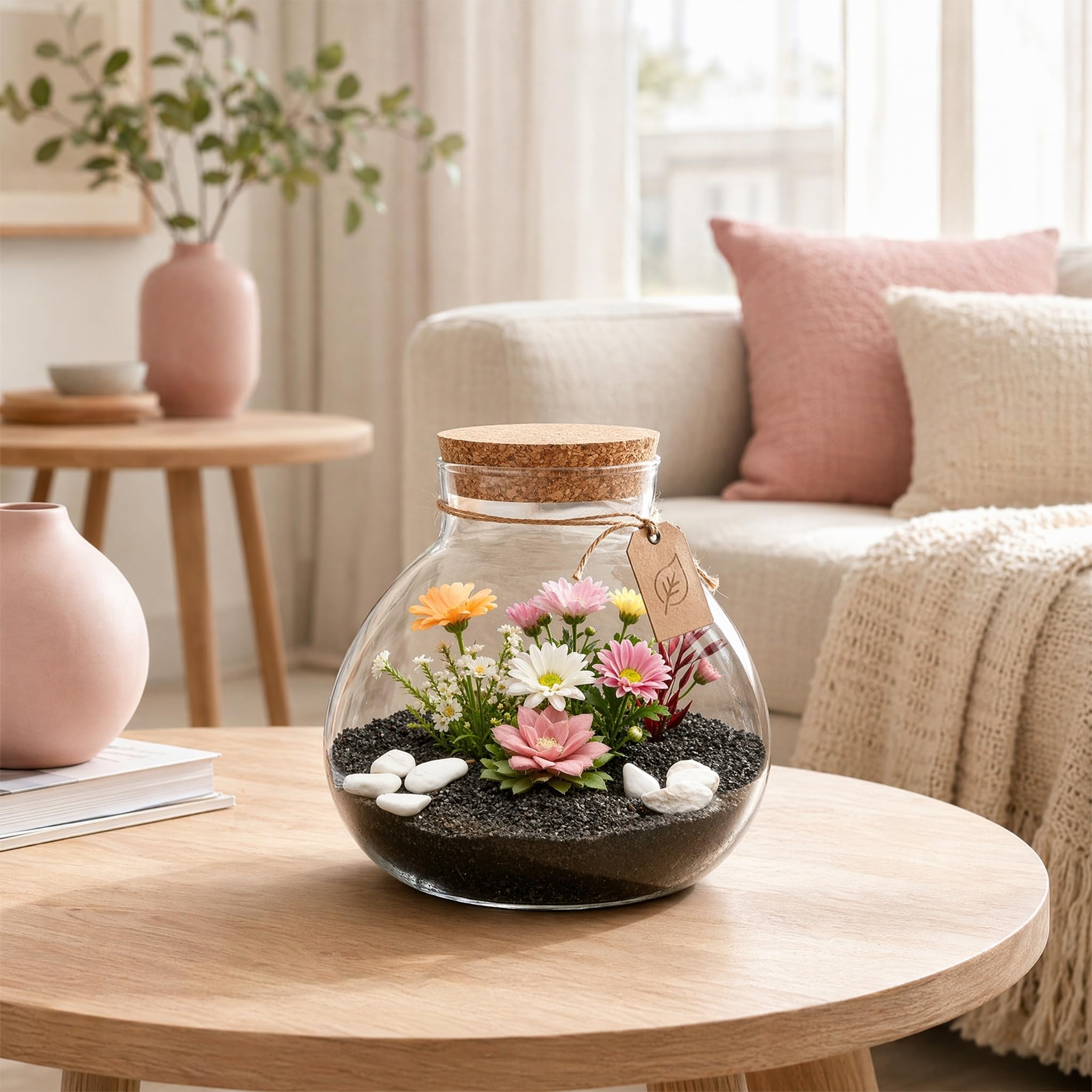 Milisten Terrarium en verre pour plantes, terrarium en liège - Vase en verre - Station de propagation des plantes pour la maison et le bureau - 15 x 16 cm