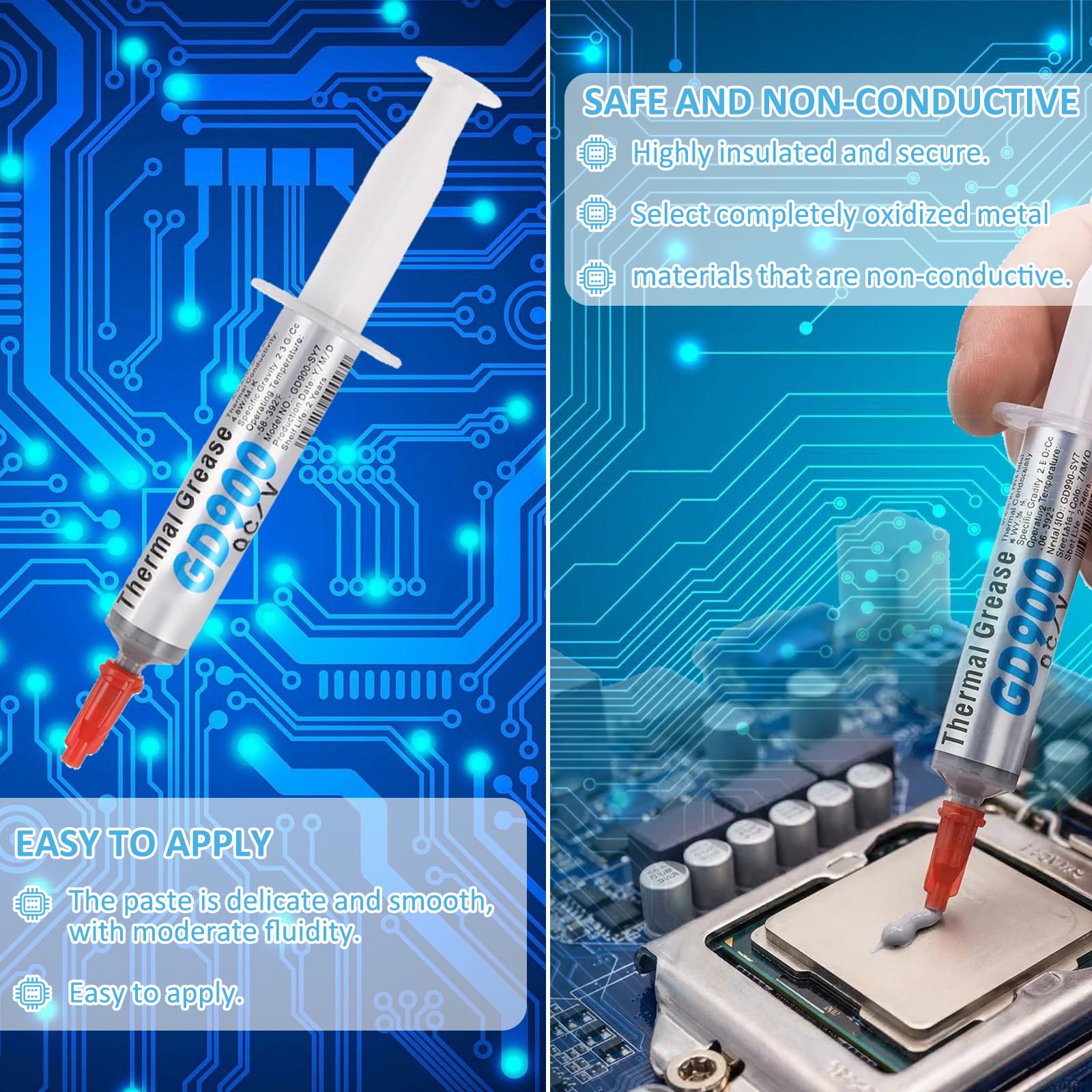 7 G*6 Tubi Pasta Termica,Ad Alte Prestazioni Thermal Paste,Pasta Termoconduttiva,Adatto A Tutti I Processori (Cpu,Gpu – Pc,Ps4),Conducibilità Termica Eccezionalmente Elevata