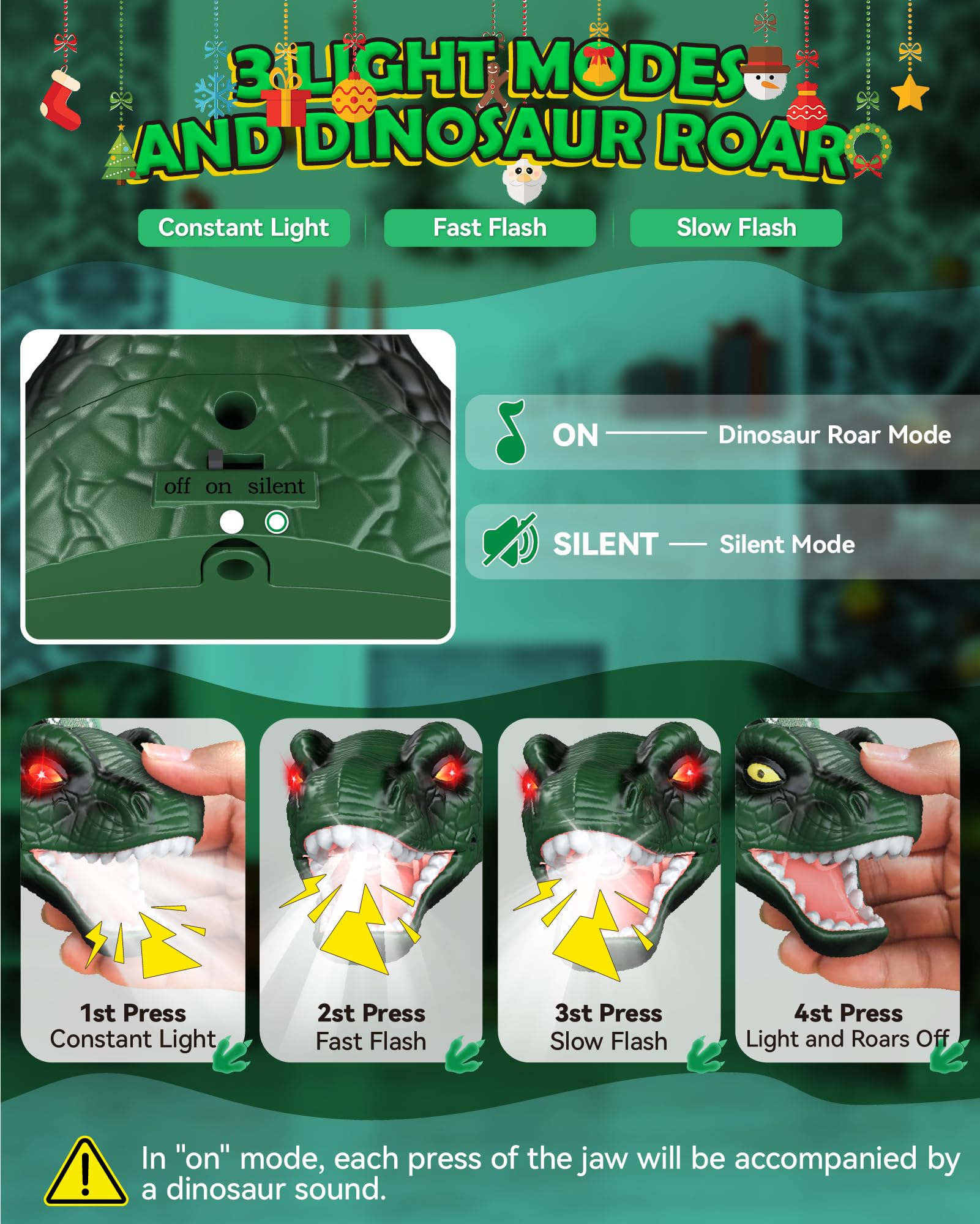 Dinosaur Headlamp for Kids - T-Rex Flashlight -5