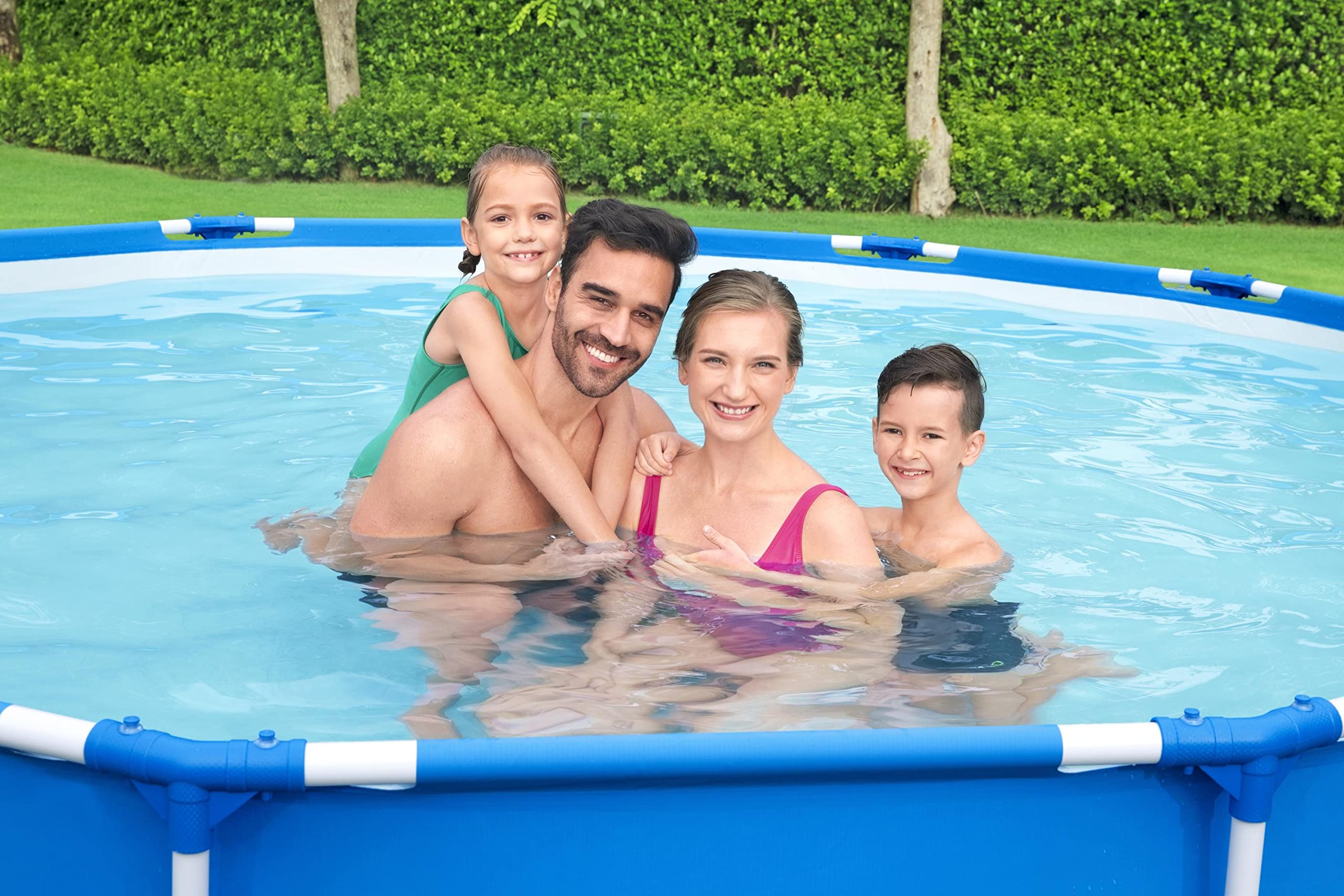 Bestway Steel Pro Frame Pool-Set Ø 396 x 84 cm mit Filterpumpe, blau, rund