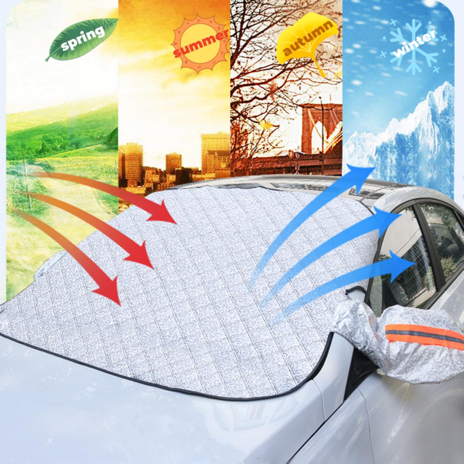 Copri Parabrezza Auto 5 Magneti Protezione Solare Anti UV Neve Grandine 225x110cm