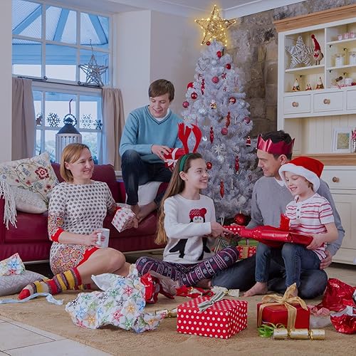 Miniatura 5 de Decoración para árbol de Navidad, 30 luces LED, ratán natural, estrella para árbol de Navidad, decoración de fiesta