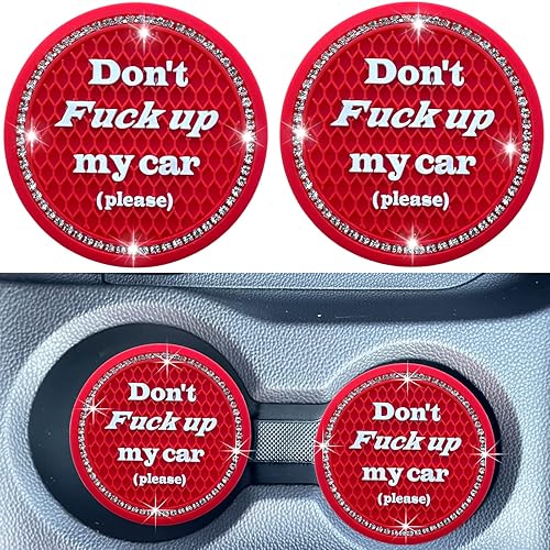 Smeyta Paquete de 2 posavasos para automóvil accesorios brillantes para el interior soporte universal para tazas de automóvil no te folles al auto