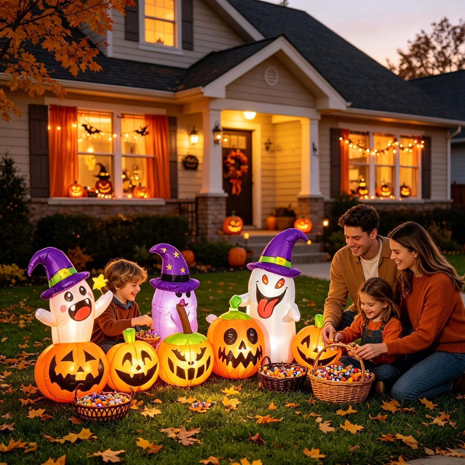 Halloween nadmuchiwane figurki 2,44 m śliczne podświetlane